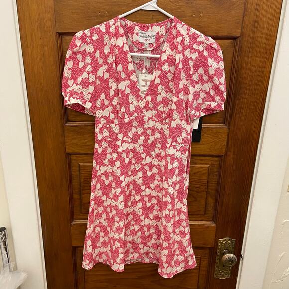 HVN Silk mini Paula Deep V dress Hot Pink Strawberry Size 0 NWT's Women's $550